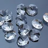 Bulk 100st / Parti 14mm 2 hål Crystal Octagon Bead Prisma ljuskristall
