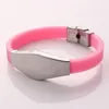 Män Kvinnor Lovers Cool Rostfritt Stål Tag Glöd Silikon Armband 20st Partihandel