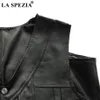 Nowa kamizelka czarnej owczej skóry oryginalna skórzana kamizelka kamizelka kurtka bez rękawów Mężczyzna wysokiej jakości odzież biznesowa 9039322