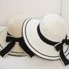 Cukk أحد قبعة سوداء كبيرة القوس الصيف القبعات للنساء طوي سترو شاطئ بنما قبعة قناع واسعة بريم فام أنثى جديد D18103006