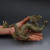 Chinois Fengshui Bronze Zodiac Année Dragon Dragons Animal Tenir Perle Statue