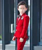 Excellent Fashion Velvet Kids Formal Wear Suit Children Attire Wedding Blazer Boy Birthday Party Business Suit (jacket+pants+vest) J898