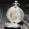 Vintage Silver Roman Number Mechanical Pocket Watch Double Open Case Fob Watch P803C
