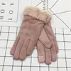 New Suede Single-threaded Mouth Split Gloves for Autumn and Winter Warm Outdoor Furry Student's Double-decker Thickened Lamb