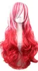 Moda długie, eleganckie czerwone i białe kręcone włosy 70 cm