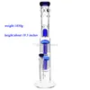 Hookahs Glass Bong 18.5" water pipe double 8x arm-tree dome perc without shot hole Blue send