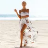 2020 lässige Kleider Boho -Stil Lange Kleid Frauen vor Schulter Beach Sommer Neujahr Vintage Chifon White Maxi Vestidos de Festa
