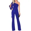 Adogirl 2018 Autumn Women One-Soulder Jumpsuit Split hylsa Rompers Sexig solid färg Jumpsuits Fashion Slim Overalls Plus Size