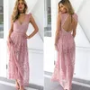 Sommar klänning vit spets klänning kvinnor vintage stil vestidos party maxi klänningar elegant kvinnlig vintage vestido sexig backless maxi lång klänning