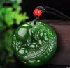 Ny naturlig jade kina grön jade hänge halsband amulet lycklig gud beast pixiu staty samling sommar ornament natursten