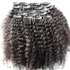 Brasilianska mänskliga Virgin Remy Kinky Curly Haft Weft Clip In Human Hair Extensions Obehandlad Naturlig Svart Färg 9 Små bitar En uppsättning