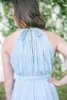 2018 Country Style Light Sky Blue Bridesmaid habille une ligne bijou couche couche coule partage la bonne femme d'honneur