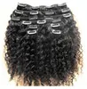 Mongolian Kinky Curly Hair Clip in Human Hair Extensions 7pcs 100g Nautral Color