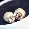 Pearl Stud örhängen mode dubbelfärg dubbelsidig örhängen zirkon studörhängen smycken för kvinnor parti som gåva250p