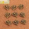 200pcs/lot Flower Pattern Heart Charms Antique Silver/Gold/Bronze Pendants Jewelry DIY Fit Bracelets Necklace Earrings L919