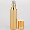 Flacon de parfum à rouleau en métal de couleur or/argent/noir de 10 ml, flacons d'huiles essentielles en verre UV vides à rouler LX2450