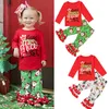 Hot Girls Christmas Outfits Baby Girl Clothes Long Sleeve T-shirt Tops Pants 2PCS Kids Set Toddler Children Boutique Clothing Xmas Clothes