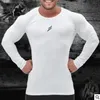 T-shirt da uomo di marca primavera estate T-shirt manica tre quarti ad asciugatura rapida T-shirt slim da bodybuilding maschile casual