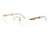 メンズリムレス木製サングラスファッションビンテージラウンドバッファローホーングラス男性女性サングラスレンズゴールデンフレーム眼鏡lun229c