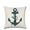 Navigation Navy Blue Nautical Shell Starfish Linen Pillow Marine Cushion Cover Sofa Piaochuang Pad Home Decoration Pillowcase228g