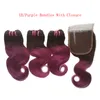 Brésilien Ombre Vierge Cheveux 3 Faisceaux avec Fermeture Vague de Corps Deux Tons Brésilien Ombre Couleur Blonde Rose Fuchsia Rouge Violet Cheveux Ex6937632