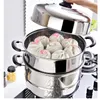 Household Double Layer Small Steamer Pot Stainless Steel Multi-layer Steamer Pot Apply to Gas and Induction Cooker