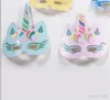 Adorável Metade Máscaras de Rosto De Glitter De Ouro Papel Unicórnio Masquerade Máscara Para O Bebê Crianças Festa de Aniversário Decoração Suprimentos Moda 13dy BB