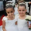 Principessa Flower Girls Abiti Abiti da comunione Pizzo / Raso Lunghezza pavimento Bambini Abiti da sposa per bambine