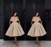 Sexy Champagne Off Shoulder Ball Gown Cocktail Dresses Pleats Formal Prom Party Gowns Evening Dress Vestidos De