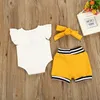 Leuke pasgeboren babymeisjeskleding olifant korte mouw tops romper + shorts bodems + hoofdband 3-delige meisjesoutfits set babymeisjeskledingset