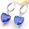 10Prs Luckyshine Brand New Women Dangle Earrings Heart-shaped Blue Topaz Gems Silver Zircon Earrings Jewellery231h