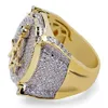 Медь Mirco Pave CZ Каменный хип-хоп FreeMason Ring все льдом из CZ Каменные кольца BR024