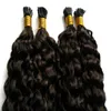 Cheveux bouclés crépus mongols I Tip Extension de cheveux 200gstrands afro crépus bouclés Extensions de cheveux humains pré-collés 2 brun le plus foncé6865172