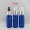 Botellas de perfume de plástico con bomba de boquilla de pulverización azul vacía de 30 ml, botellas de viaje con pulverizador de niebla de 30 cc con bomba