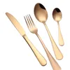 New Stainless steel Gold Flatware Sets Spoon Fork Knife Tea Spoon Dinnerware Set Kitchen Bar Utensil 4 Style Sets WX9-377