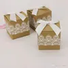 Kvadratisk form godislådor för bröllop favoriserar kraftpapper presentförpackning europeisk stil rustik spetsfall 0 35hb ff
