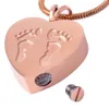 Footprint Engraved Heart Cremation Urn Necklace Ashes Keepsake Memorial Pendant