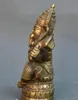 Cinese antico bronzo Tibet buddismo a quattro braccia dio elefante Mammona statua del Buddha