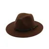 Britse Stijl Dame Jazz Hoed Mannen Vrouwen Fedora Panama Vilten Hoed Riem Gesp Decor Brede Rand Party Formele Hoed grote Size296I