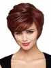 Fashion Short Dark Auburn Hair Wig Värmebeständig Fiber Syntetisk Wig Capless Fashion Wig För Kvinnor