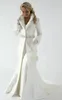 Floor Length Women White Ivory Faux Fur Trim Winter Christmas Bridal Cape Stunning Wedding Cloaks Hooded Long Party Wraps Jacket241b