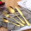 4 Colors luxury cutlery flatware set spoon fork knife tea spoon stainless steel dinnerware set tableware set LX3221