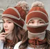 Utomhus vintercykel Skyddskepsar Scraf Tjock Neck Face Warmer Bike Head Scarf Cap Striked Fleece Beanie Mask Set