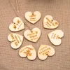 100 Personalized custom Engraved wedding name and date Love Heart wooden Wedding CenterpiecesGift Tags+Jute String Candy Tag