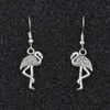 24 paires/lot Flamingo Crane Lustre Boucles D'oreilles Argent plaqué Poisson Oreille Crochet Bijoux 12x40.5mm A-272e