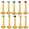 nternally Threaded Tiny Gem Labret Lip Bar Monroe Tragus Stud Helix Lip Ring Rainbow Cartilage Ear 100pcs Body Jewelry2093