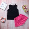 Crianças da criança Do Bebê Menina Unicórnio Roupas set Dos Desenhos Animados Colete camiseta Lantejoulas bow Shorts Outfits traje de aniversário para meninas