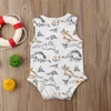 2018 New Baby Boy Clothes Rompers Newborn Baby Clothes Infant Boys Sleeveless Dinosaur Print Romper Jumpsuit Cotton Kids Clothing Boys 0-24M