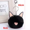 Genenic Fluffy Rabbit Fur Toys Cat Ear Keychain Fluffy PomPom Key Chain For Woman Bag Keyring Child Gifts