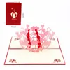 Heart 3D Greeting Card Pop Up Paper Laser Cut Postcard Birthday Valentines Party Gift For Lover Wedding Invitation ZA5975